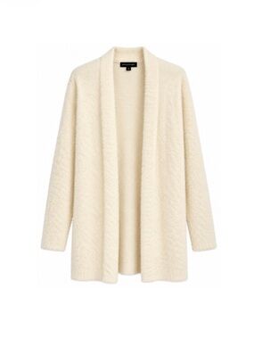 Banana Republic Open-Front Eyelash Fuzzy Cardigan Sweater – Ivory, Size M